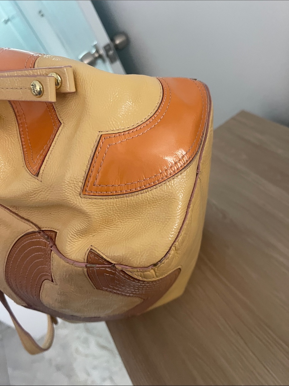 Coach Patchwork C Logo Tote in Yellow, Red and Brown - Picture 5 of 13